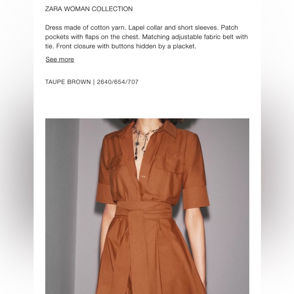 Zara NWT ZW Collection poplin shirt dress 2640/654 - Picture 8 of 8